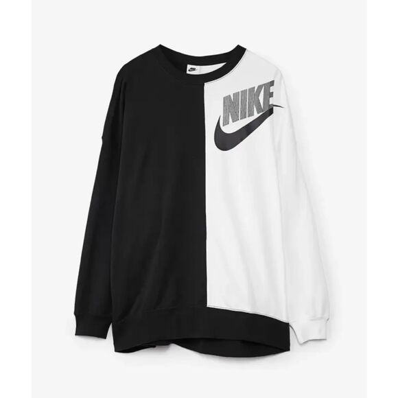 Nike Women's Oversized Fleece Dance Sweatshirt, Black/White, Size L, DV0328-010 - Picture 1 of 11